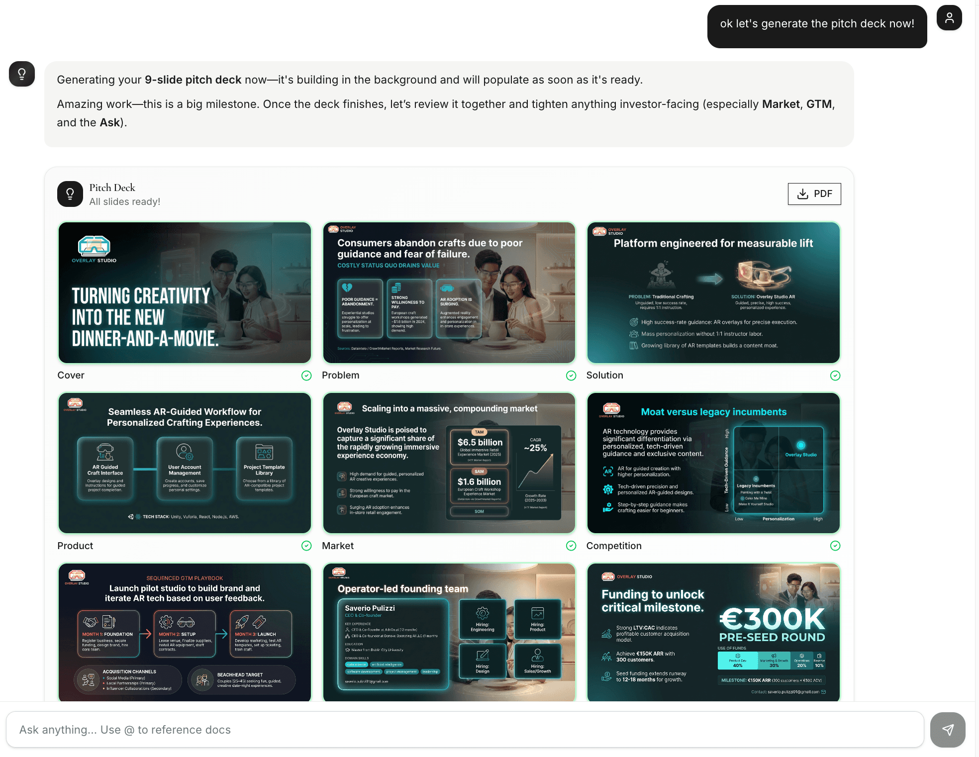 AI-powered pitch deck generation